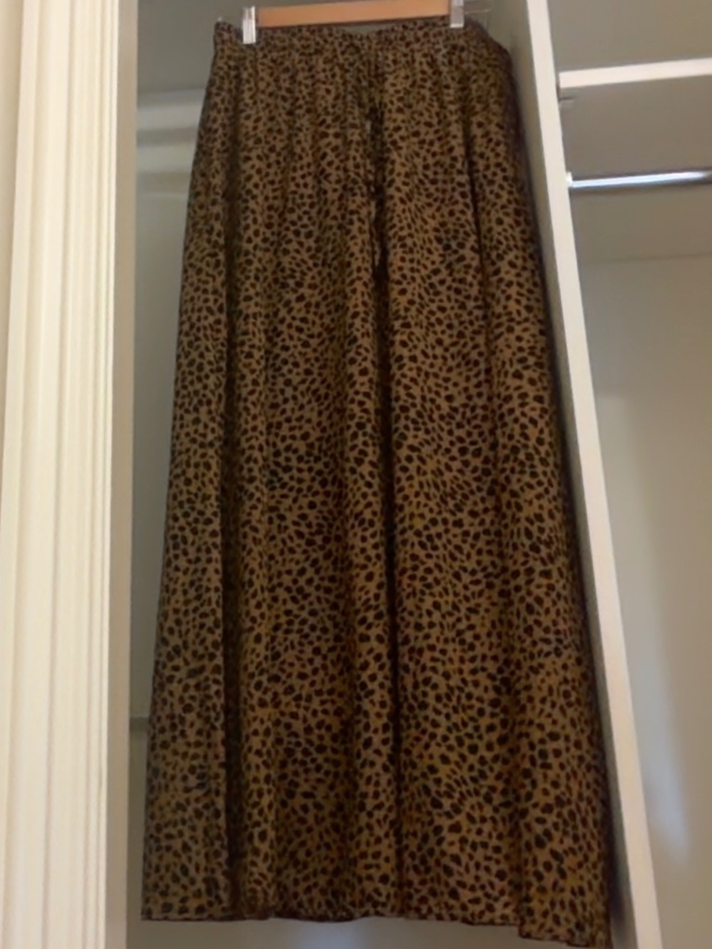 Bluetime Leopard Print Maxi Skirt Elastic Waist Drawstring Women’s XL